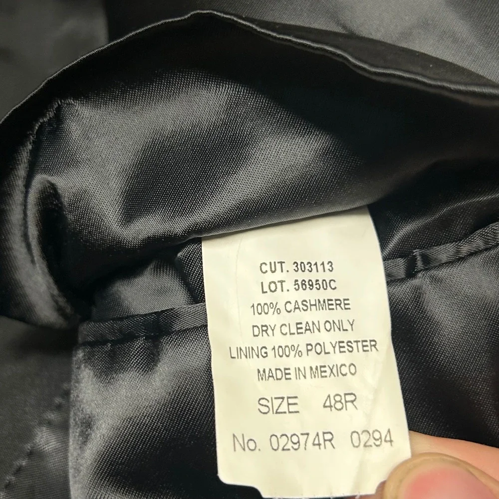 Ralph Lauren Chaps Overcoat Black Mens 48R 100% Cashmere Italian Fabric Coat